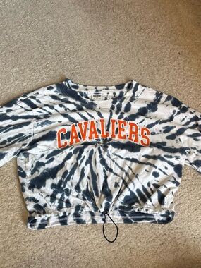 Pink Victoria secret Cavaliers Tie-Dye Crop Top - Navy & White with Orange Logo